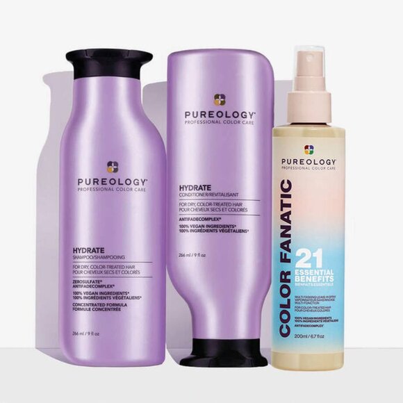 Pureology HYDRATE Shampoo and Conditioner 9 oz Duo & Color Fanatic Spray Set - Picture 1 of 6